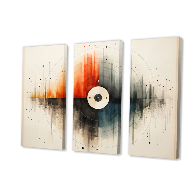 Disque vinyle, sérénade sur toile, 3 pièces, H 32 po x l 48 po x P 1 po