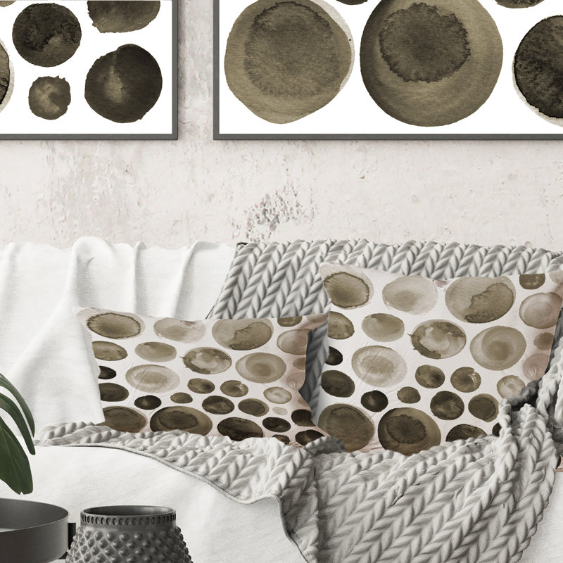 Ensemble de coussins décoratifs à motif d'aquarelle et de café brun