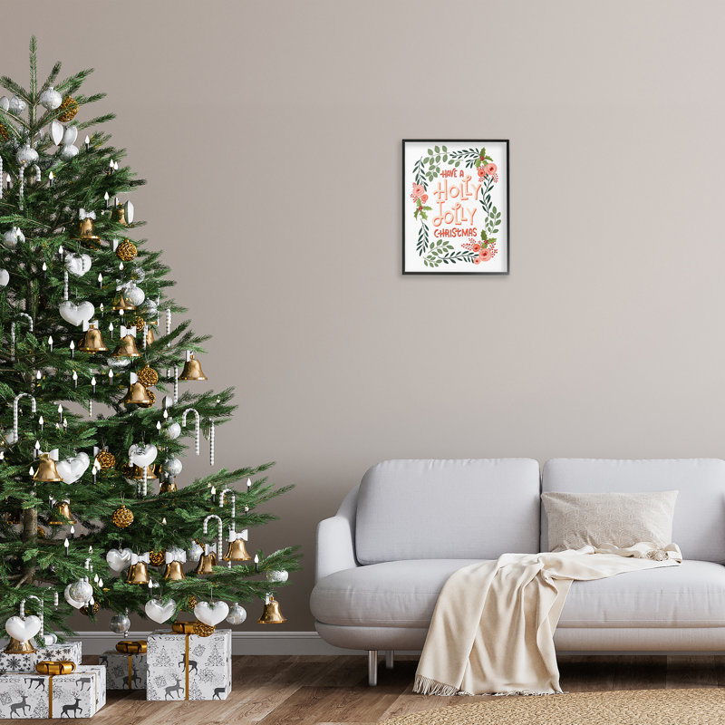 Jolly Christmas with Flower Border, estampe numérique, conception de Caverly Smith, H 20 po x l 16 po