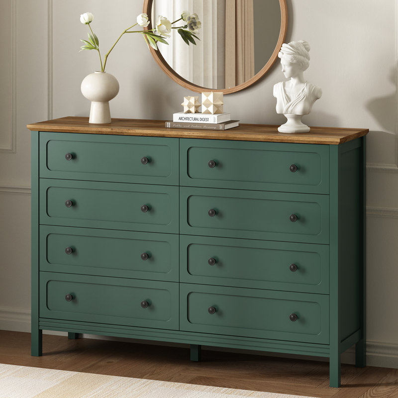 8 Drawers Dresser, 55.1" Wide Modern Chest Of Drawers With Metal Handle, Wooden Dresser TV Stand, Wood Drawer Organizer For Bedroom, Living Room, Hallway