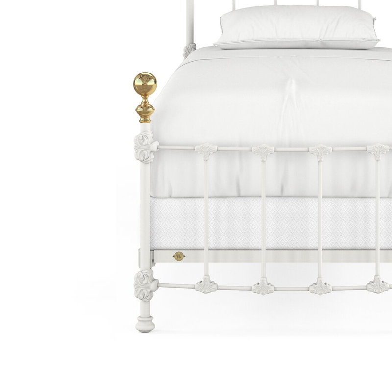 Bed, Twin, Matte White/Antique Gold