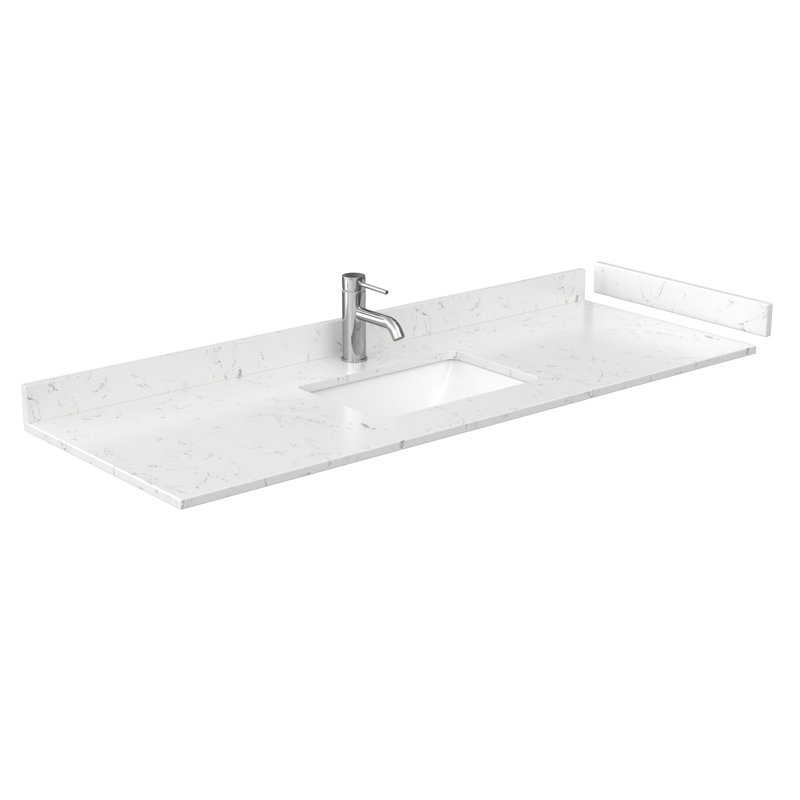 Deborah 60'' White Marble Top Single Bathroom Vanity with Mirror
