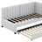 Twin Size Upholstered Daybed, Linen Fabric Sofa Bed With Trundle For Bedroom, Wood Slat Support, No Box Spring Needed-1458095641