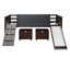 Lit mezzanine simple en bois de pin avec glissade, structure d'escalade et deux boîtes de rangement pour les chambres d'enfants-126079579