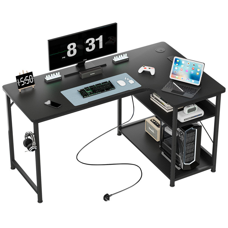 L-Shaped Computer Desk, 75cm. H x 110cm. W x 80cm. D, Black