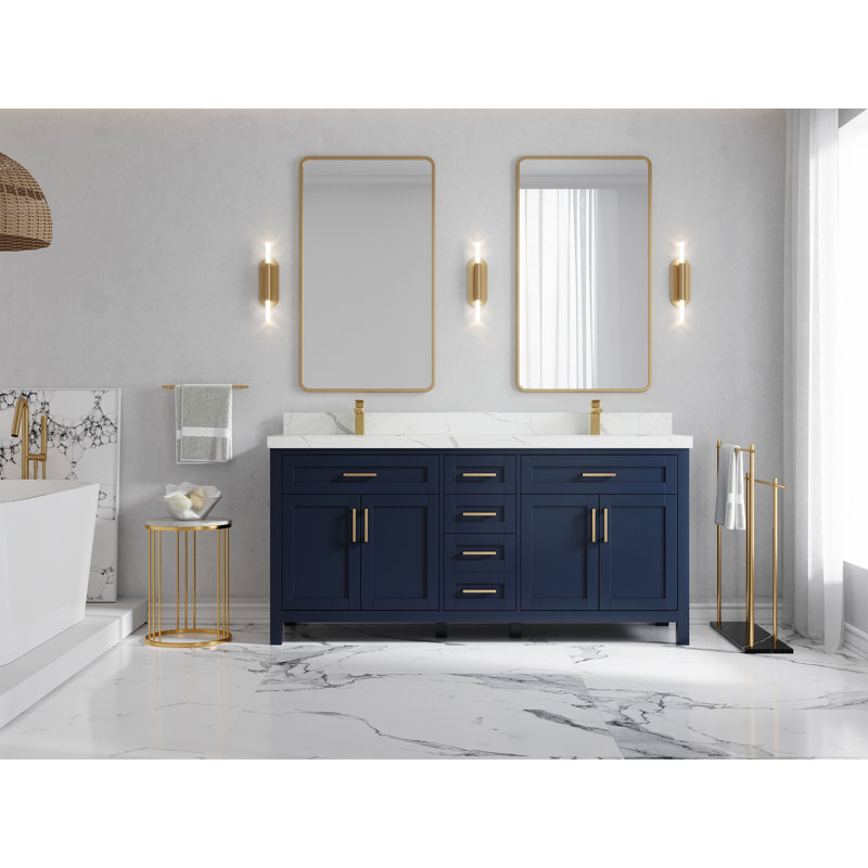 Ensemble de meuble-lavabo double 72 po Genesis, Calacatta Laza