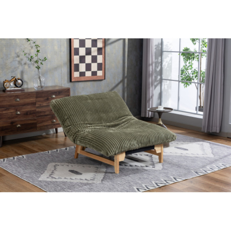 Fauteuil à billes vert antique avec structure et dossier en bois massif, Antique Green Cotton Blend