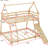 Twin Over Queen House Bunk Bed With Climbing Elements - Comfort Nets And Ramp Space Saving Bedroom Choice