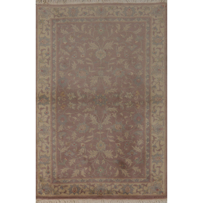 Tapis art floral rétro rose 3 x 5