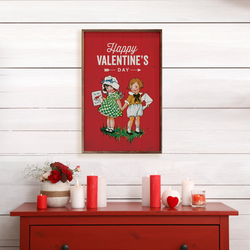 Joyeuse Saint-Valentin rétro - rouge, L 24 po x H 36 po
