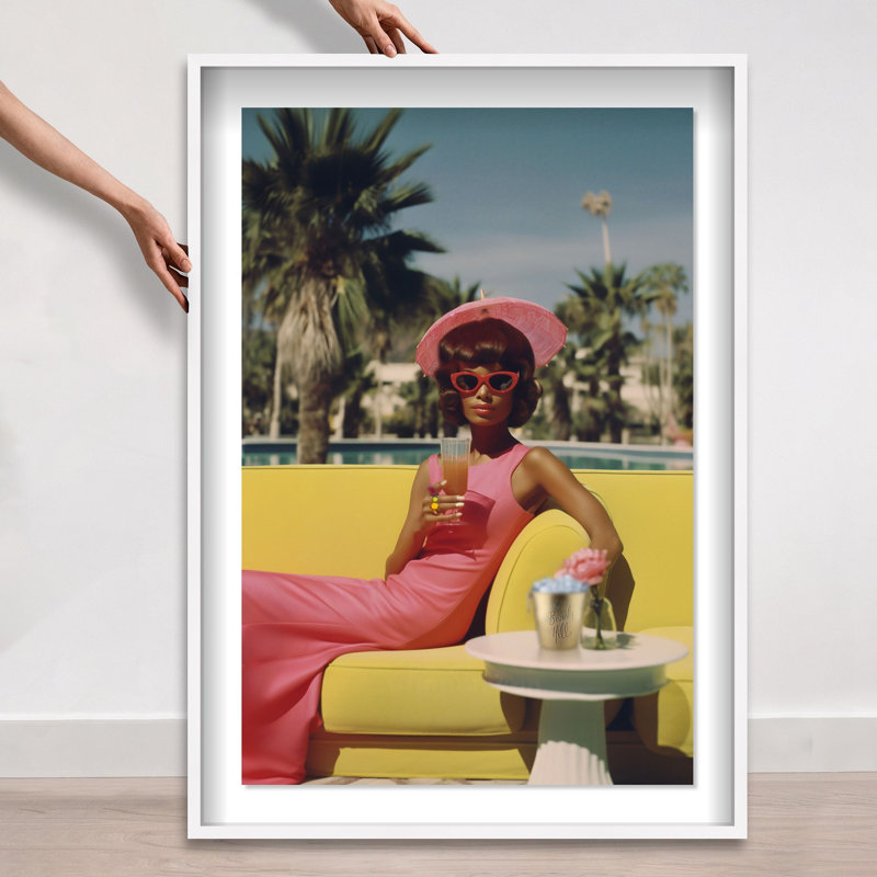 Stylish Palm Springs Lady III Shadowbox by Oliver Gal, 31.5" H x 21.5" W, White
