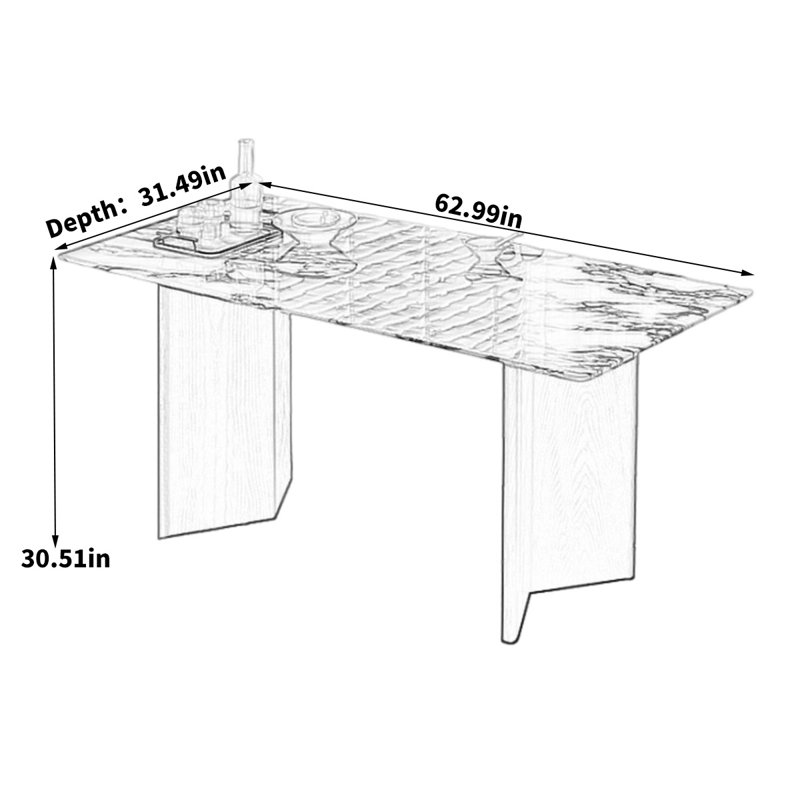 Table de salle à manger rectangulaire 31,49 po Dorthay, H 30,51 po x L 62,99 po x l 31,49 po, Brun