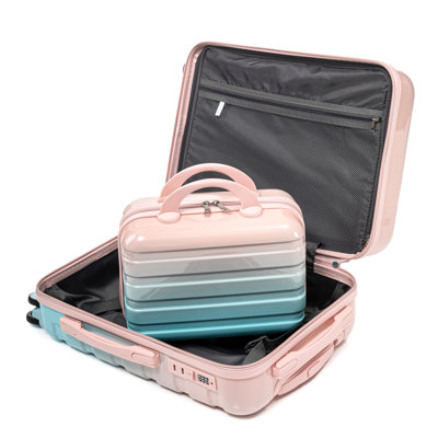 Valise de cabine à roulettes multidirectionnelles de 14 po/20 po, ensemble de 2, avec cadenas à combinaison.