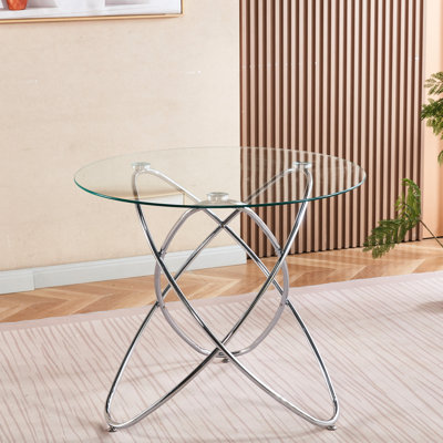 Table de cuisine de couleur moderne avec pieds en métal et plateau en verre, aspect naturel, réglable pour différentes utilisations, espace de 34,4 po de largeur, conception innovante, surface lisse, réglable
