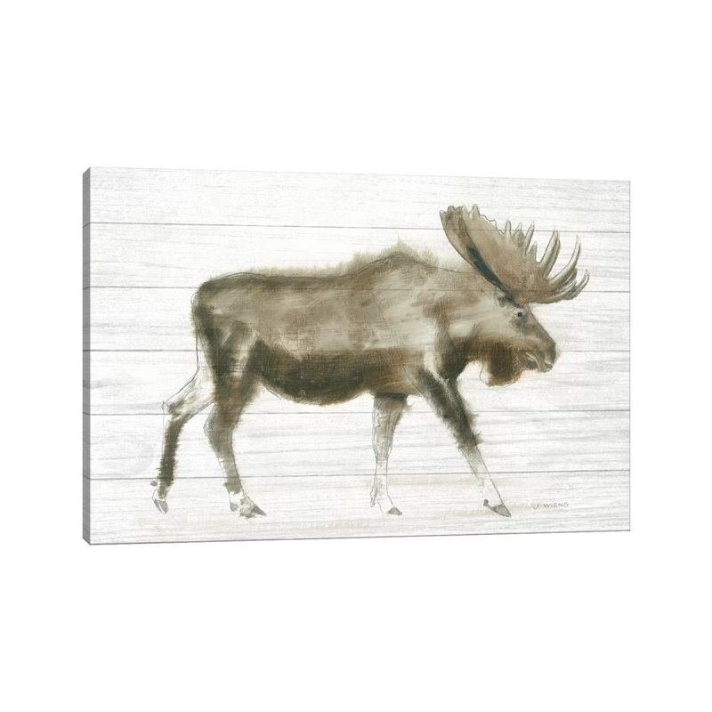 Dark Moose On Wood Crop by James Wiens - Wrapped Canvas Painting, 30.48cm H x 45.72cm W x 1.91cm D