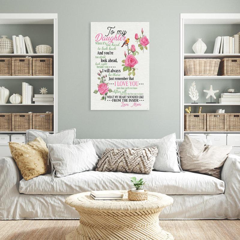 «Roses To My Daughter», reproduction d'art graphique sur toile tendue, H 36 po x l 24 po x P 1,25 po