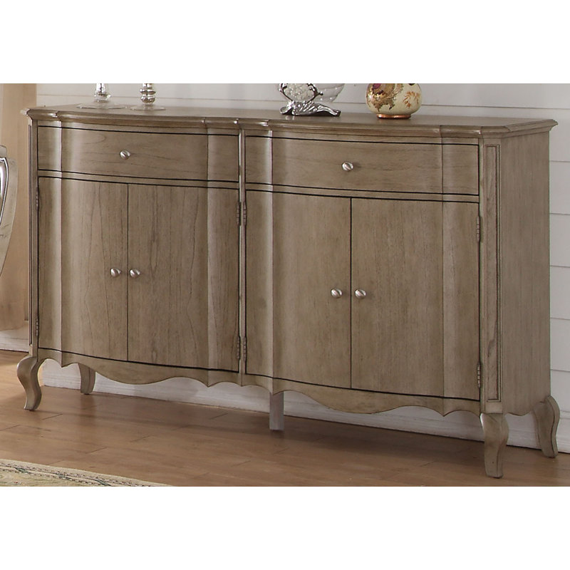 Buffet en bois d’hévéa 64 po à 2 tiroirs de largeur Tasker