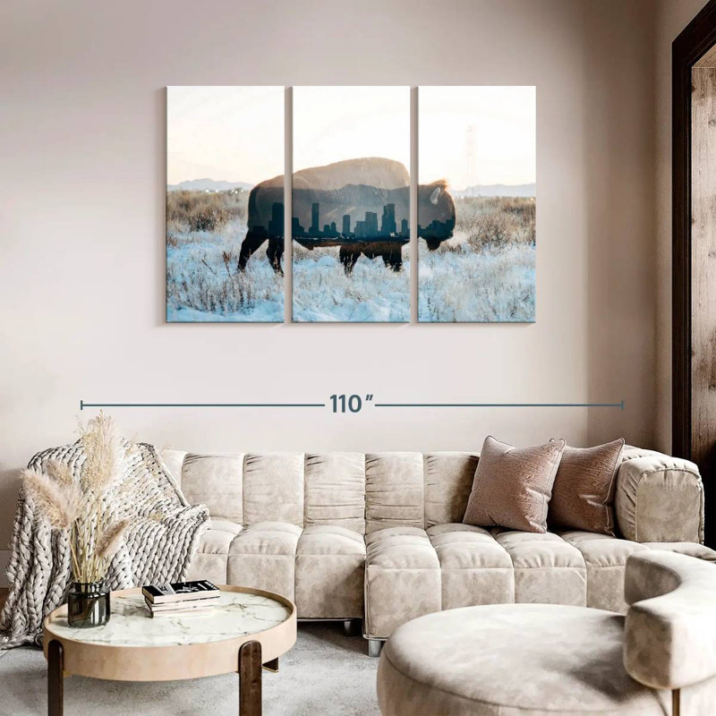Brampt Bison And Skyline, 48" H x 74" W