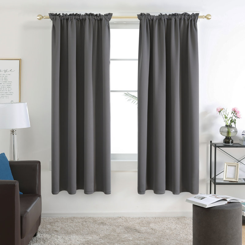 Harlowe Room Darkening Curtain Pair, 38" W x 45" L, Dark Gray