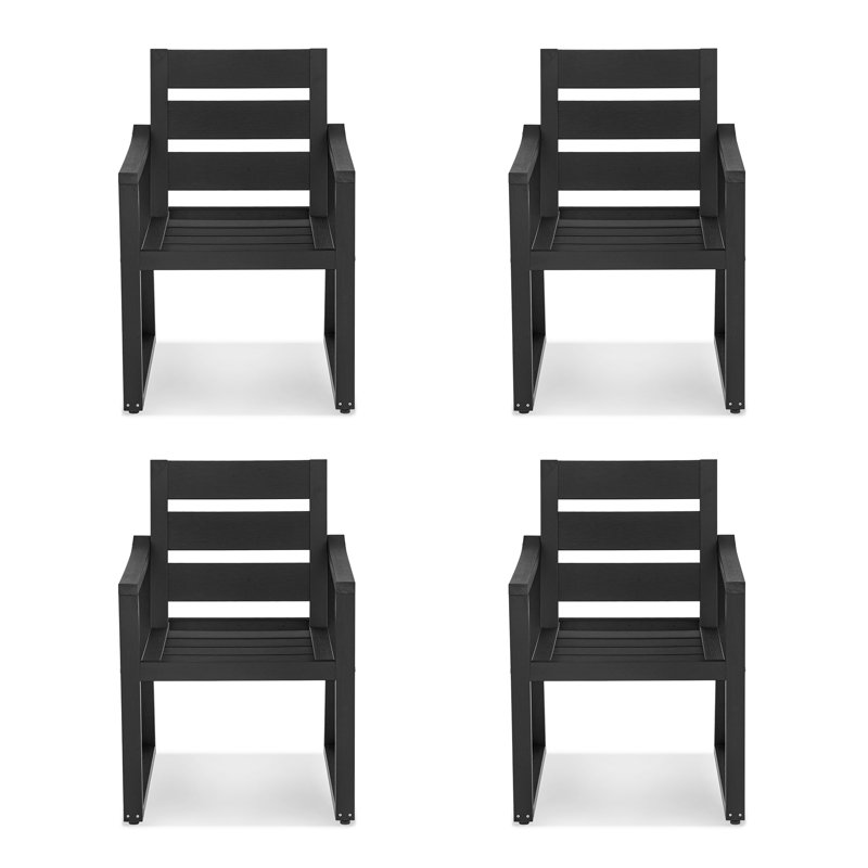 Barner Outdoor Furniture Dining Room Patio Chair With HDPS Material, Black
