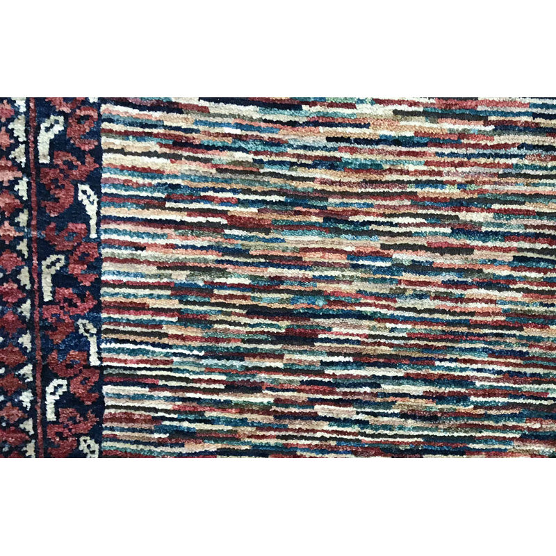 Hand-Knotted High-Quality Rust and Blue Area Rug