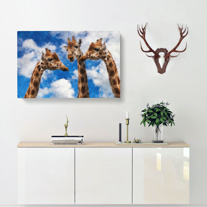 Three Giraffes - Wrapped Canvas Painting, 45cm H x 76cm W x 4cm D