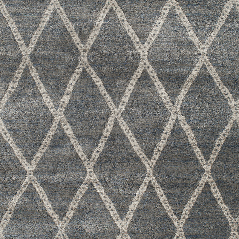 Tapis géométrique gris argenté / brume Algird, Rectangle 7 pi 10 po x 9 pi 10 po