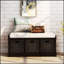 Banc de rangement avec panier en rotin classique amovible, banc d'entrée avec coussin amovible-1436561107