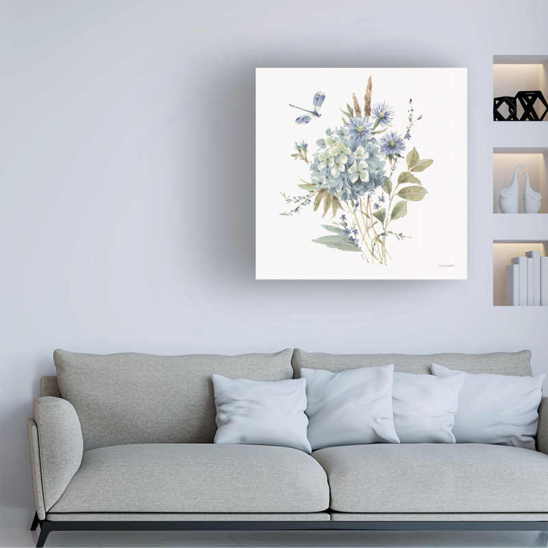 «Bohemian Blue 04 on White» par Lisa Audit, reproduction d'art sur toile tendue, H 24 po x l 24 po x P 2 po