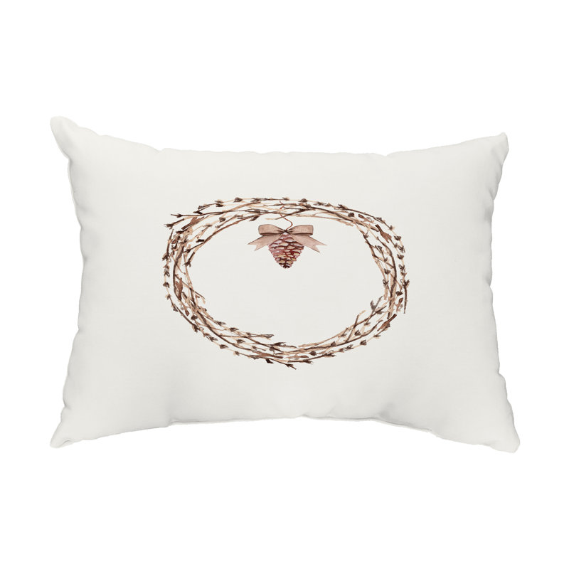  Wreath Outdoor Pillow Cover & Insert, White