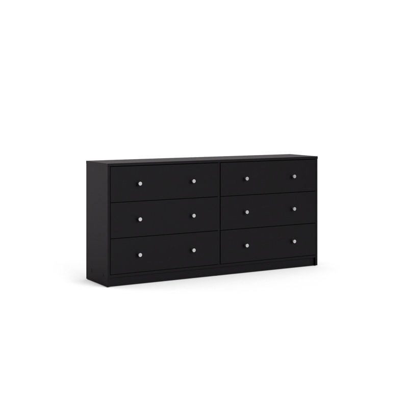6 Drawer Double Dresser by Portland, Black