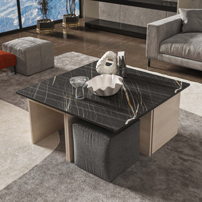 Ilchester Mid-Century Modern Nested Coffee Table & Ottoman Set