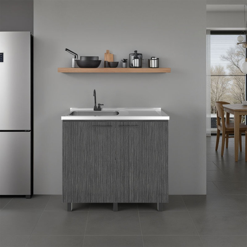 Napoles Utility Sink Complete With Faucet, Smoke Gray