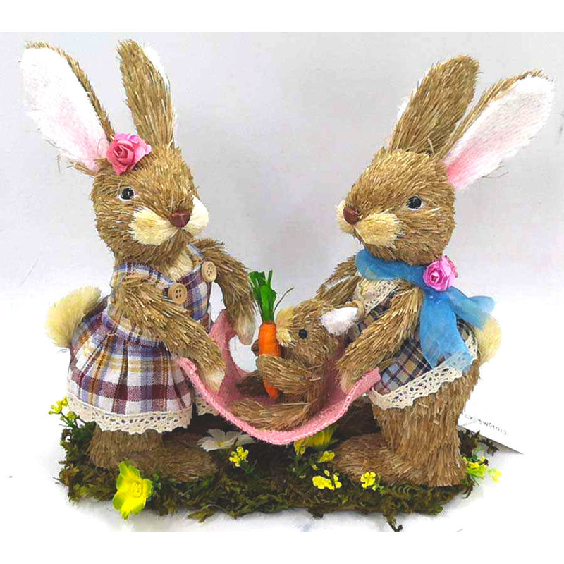Figurine paille lapin de Pâques