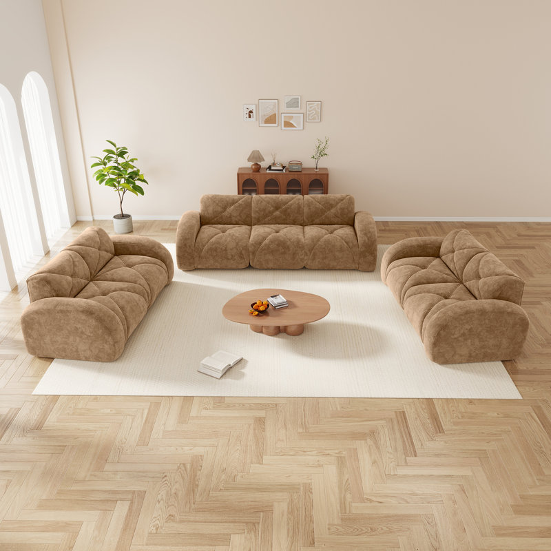Ensemble de canapés luxueux en velours moderne, sièges confortables surdimensionnés pour le salon
