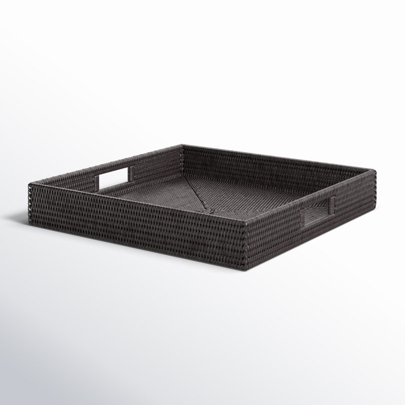 Edmond Rattan Tray, 3" H x 18" W x 18" D, No Bundle, Tudor Black
