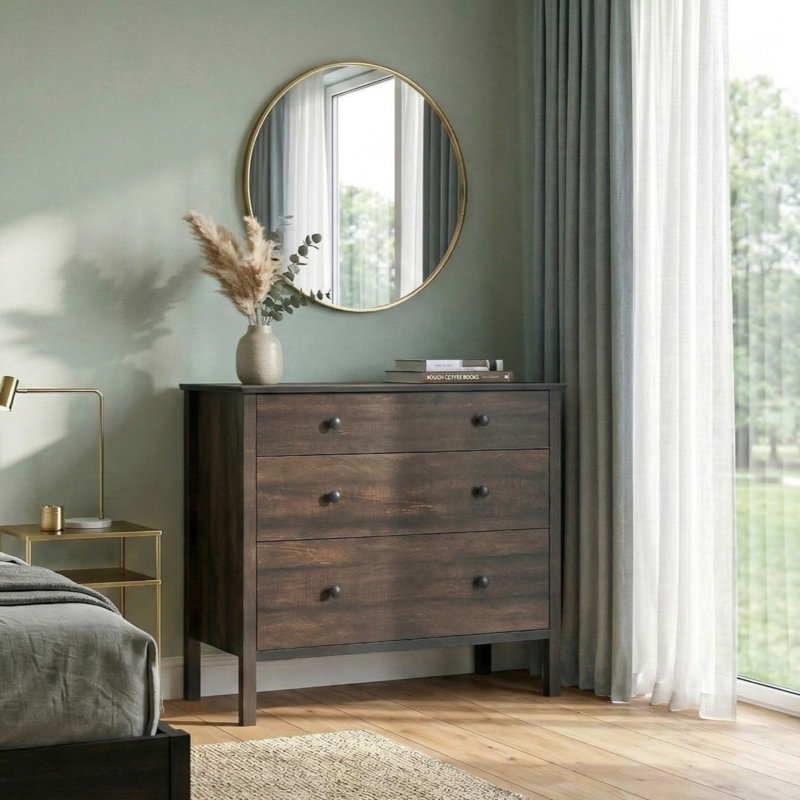 3 Drawer Chest, Rustic Brown