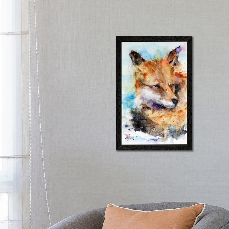 Fox by Dean Crouser - Floater Frame Painting on Canvas, Black
