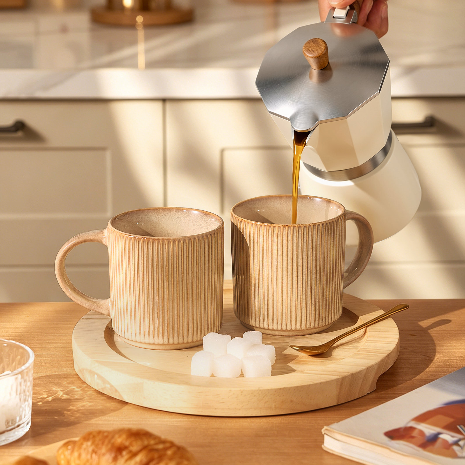 Star Series 4 Pieces Mug Set, Black, Cream