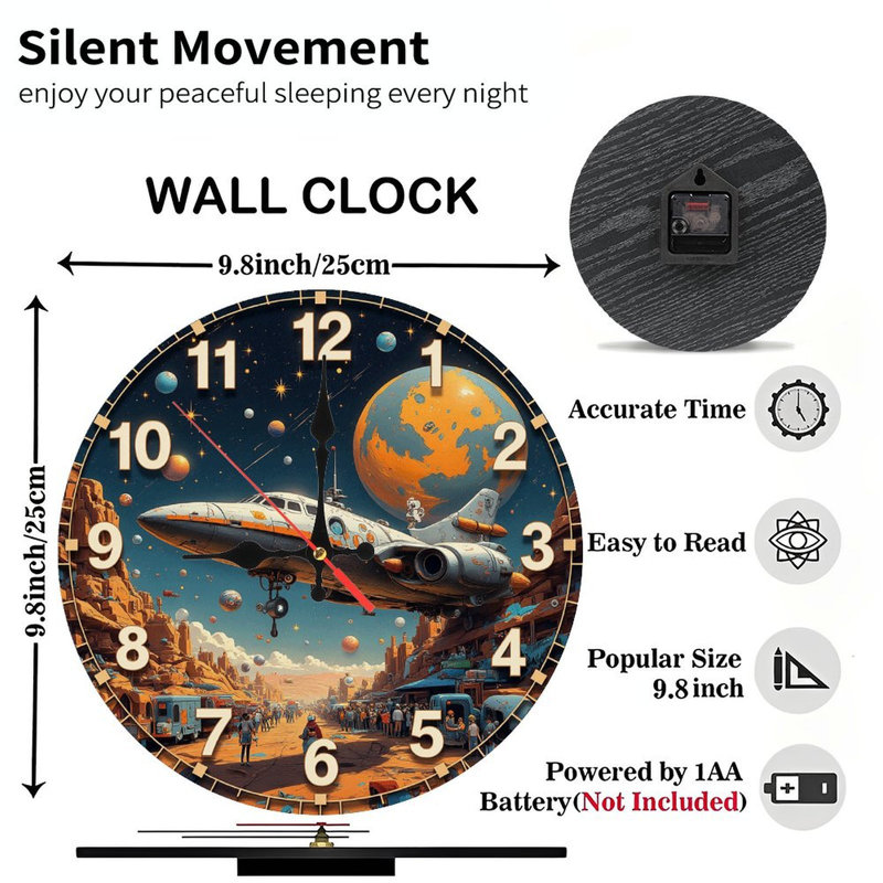 Spacecraft Desert Planet Clock Wall Decor