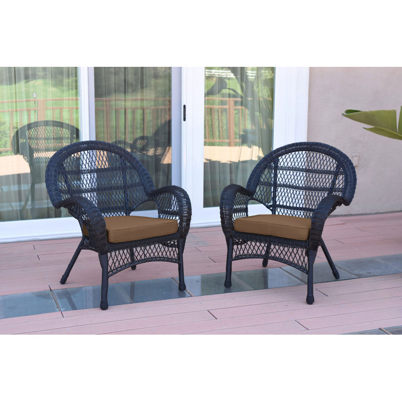 Maltby Wicker Outdoor Lounge Chair, Brown, Black