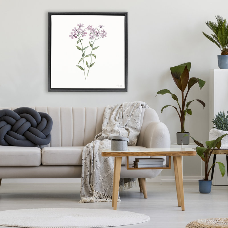 Cadre flottant Phlox Botanical, design par Cindy Jacobs, H 25 po x l 25 po, Cadre flottant noir de jais