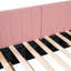 Lit de jour rembourré en tissu de lin avec lit gigogne simple, rose, sans sommier tapissier-781951866
