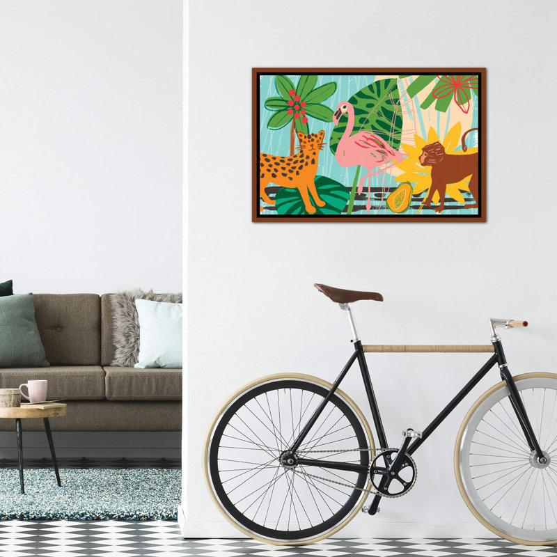 Collection graphique Jungle - impression, Pas de tapis, H 26 po x l 40 po x 1,5 po, Toile avec cadre en bois classique