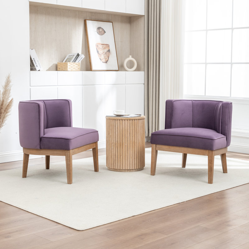Fauteuil demi-tonneau Karoll, Velours mauve, 2