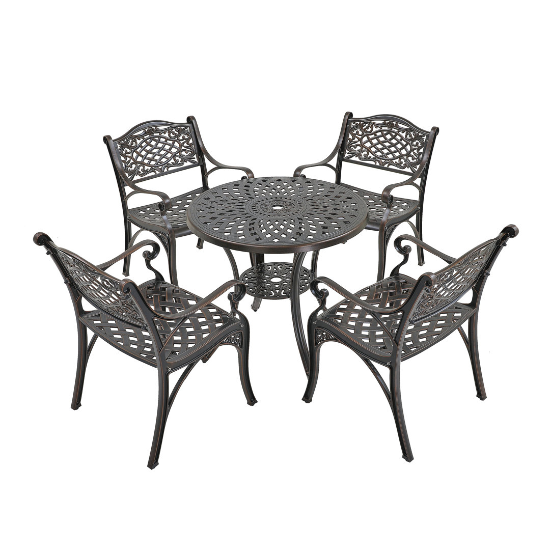 Miller Round 4 - Person 31'' L Outdoor Dining Set mondawe