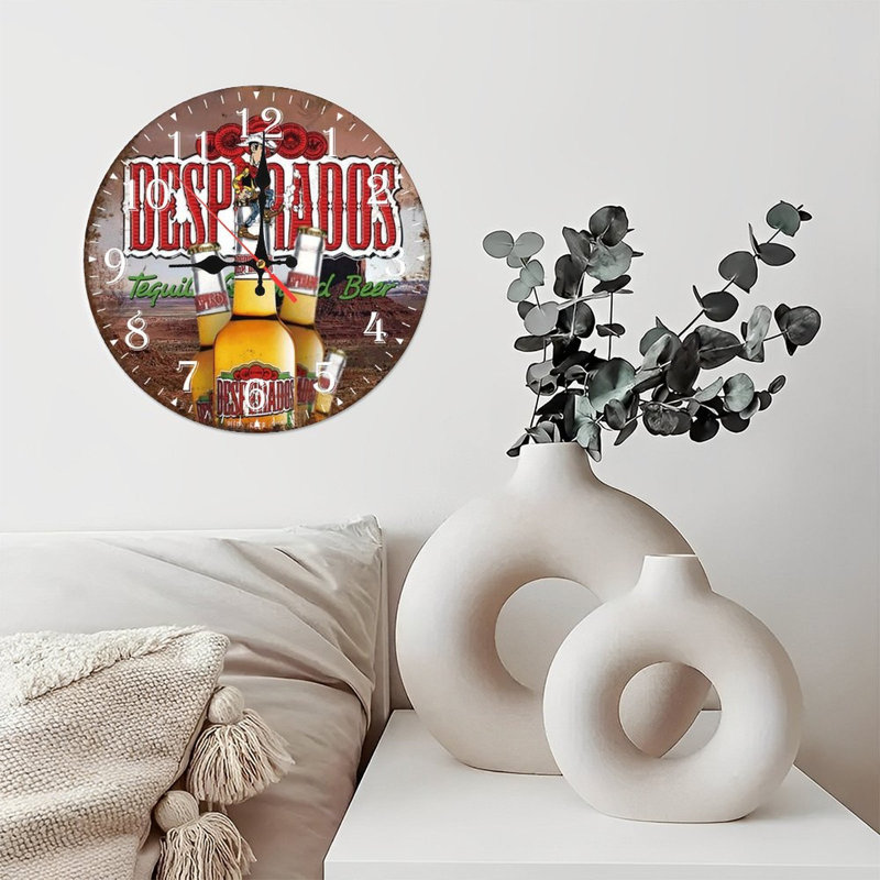 Horloge murale en bois 10 po, mouvement silencieux, à piles (piles AA non incluses), décor artistique, parfait pour les décorations