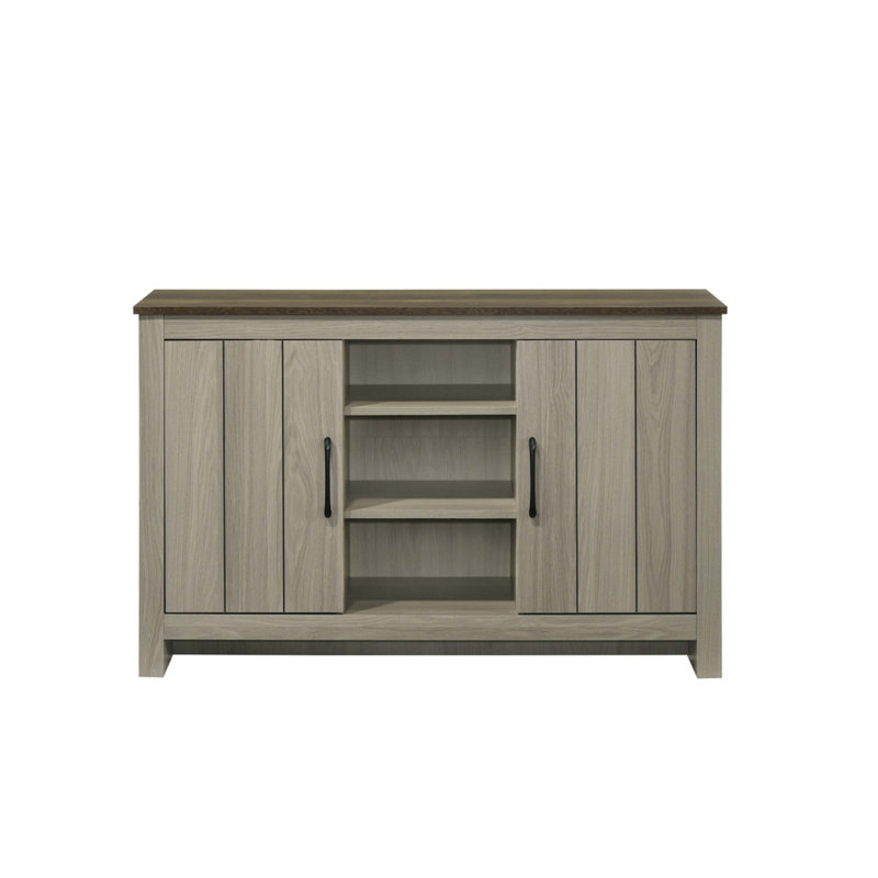 Armoire à finition chêne gris avec tablettes et portes d'armoire