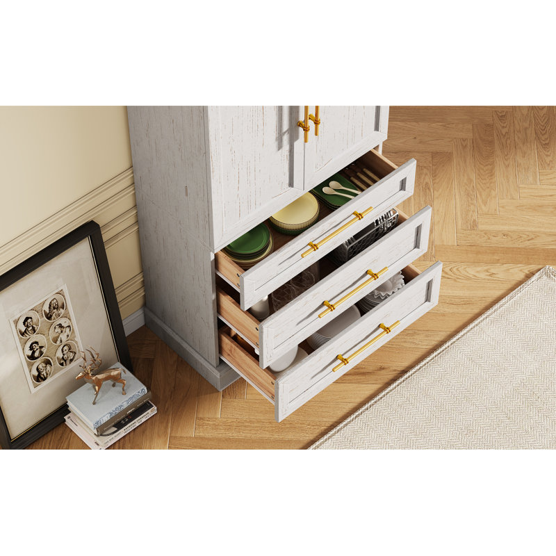 Tall Farmhouse Kitchen Pantry Cabinet, White