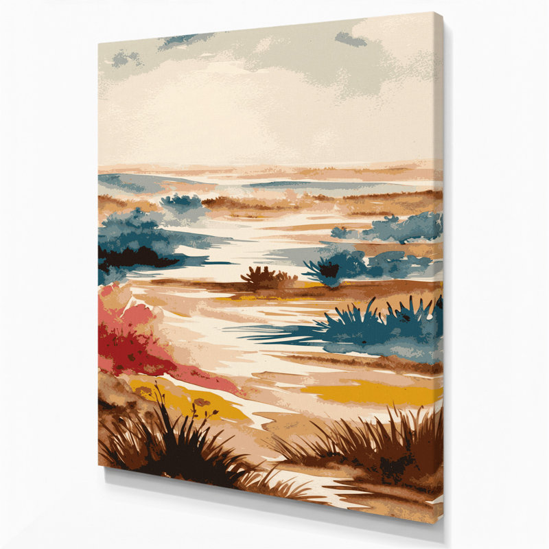 «Watercolor Landscape 93», art mural sur toile beige, H 11 po x l 14 po